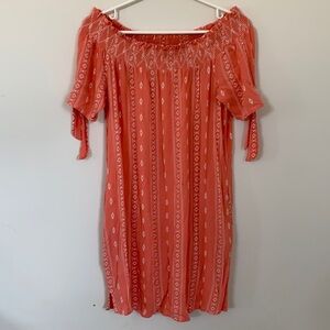 Women’s Coral Off-Shoulder Summer Dress